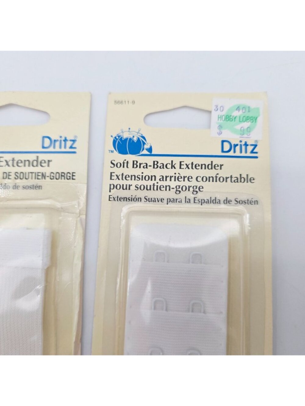 Dritz Bra-Back Extenders White 1.5 In & 1.25 In Soft Comfort Pack Of 3 - Picture 4 of 7